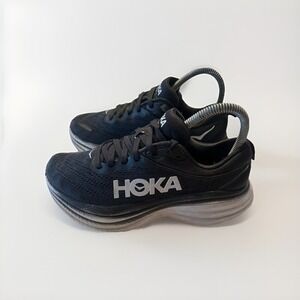 Hoka One One Bondi 8 Womens 6B Black White Running Shoes Athletic Gym
